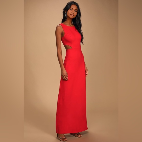 Lulu's Dresses Guest To Impress Red Cutout Maxi Dress Poshmark